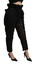Black Floral Lace Tapered High Waist Pants Dolce & Gabbana