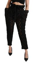 Black Floral Lace Tapered High Waist Pants Dolce & Gabbana