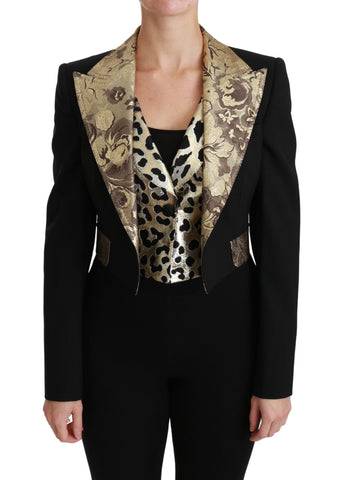Black Jacquard Vest Blazer Coat Wool Jacket Dolce & Gabbana
