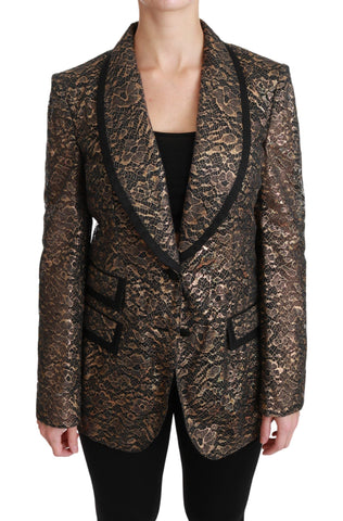 Gold Black Lace Blazer Coat Floral Jacket Dolce & Gabbana