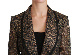 Gold Black Lace Blazer Coat Floral Jacket Dolce & Gabbana