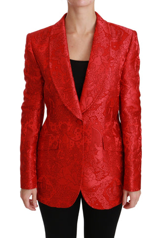 Red Floral Angel Blazer Coat Jacket Dolce & Gabbana