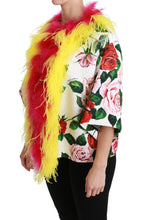 White Floral Coat Capte Fur Roses Jacket Dolce & Gabbana