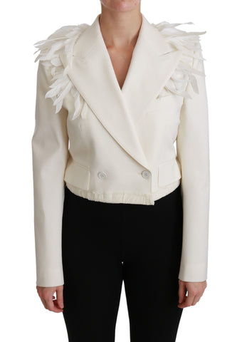 White Double Breasted Coat Wool Jacket Dolce & Gabbana