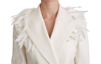 White Double Breasted Coat Wool Jacket Dolce & Gabbana
