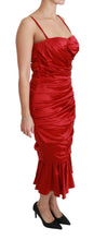 Red Silk Stretch Mermaid Bodycon Dress Dolce & Gabbana