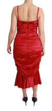 Red Silk Stretch Mermaid Bodycon Dress Dolce & Gabbana