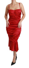 Red Silk Stretch Mermaid Bodycon Dress Dolce & Gabbana