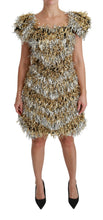 Silver Gold Sheath Mini Shift Gown Dress Dolce & Gabbana