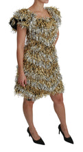 Silver Gold Sheath Mini Shift Gown Dress Dolce & Gabbana