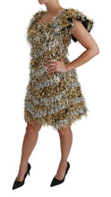 Silver Gold Sheath Mini Shift Gown Dress Dolce & Gabbana