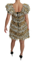 Silver Gold Sheath Mini Shift Gown Dress Dolce & Gabbana