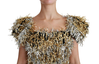 Silver Gold Sheath Mini Shift Gown Dress Dolce & Gabbana