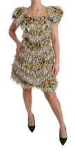 Silver Gold Sheath Mini Shift Gown Dress Dolce & Gabbana