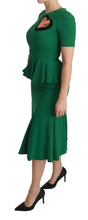 Green Heart Patch Mermaid Midi Viscose Dress Dolce & Gabbana
