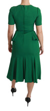 Green Heart Patch Mermaid Midi Viscose Dress Dolce & Gabbana