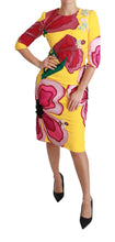 Yellow Floral Crystal Bodycon Sheath Dress Dolce & Gabbana