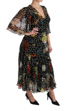 Black Sea Fish Sicily A-line Shift Dress Dolce & Gabbana