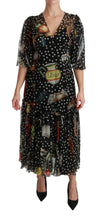 Black Sea Fish Sicily A-line Shift Dress Dolce & Gabbana