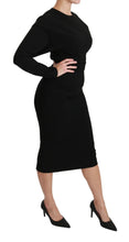 Black Bodycon Sheath Midi Stretch Dress Dolce & Gabbana