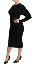 Black Bodycon Sheath Midi Stretch Dress Dolce & Gabbana