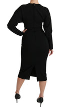 Black Bodycon Sheath Midi Stretch Dress Dolce & Gabbana