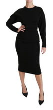 Black Bodycon Sheath Midi Stretch Dress Dolce & Gabbana