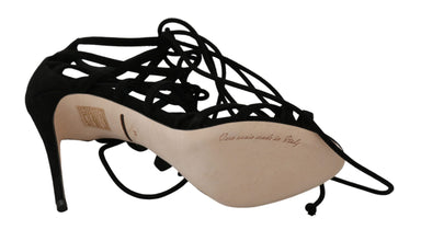 Black Suede Strap Stilettos Shoes Sandals Dolce & Gabbana