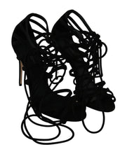 Black Suede Strap Stilettos Shoes Sandals Dolce & Gabbana