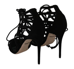 Black Suede Strap Stilettos Shoes Sandals Dolce & Gabbana