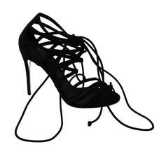 Black Suede Strap Stilettos Shoes Sandals Dolce & Gabbana