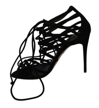 Black Suede Strap Stilettos Shoes Sandals Dolce & Gabbana