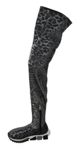 Gray Leopard High Top Sneakers Booties Shoes Dolce & Gabbana