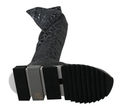 Gray Leopard High Top Sneakers Booties Shoes Dolce & Gabbana