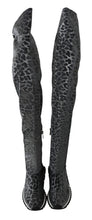 Gray Leopard High Top Sneakers Booties Shoes Dolce & Gabbana