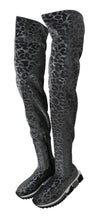 Gray Leopard High Top Sneakers Booties Shoes Dolce & Gabbana