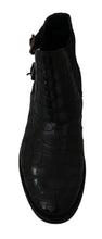 Black Crocodile Leather Derby Boots Shoes Dolce & Gabbana