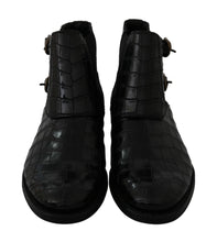 Black Crocodile Leather Derby Boots Shoes Dolce & Gabbana