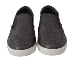 Gray Leather Flat Caiman Mens Loafers Shoes Dolce & Gabbana