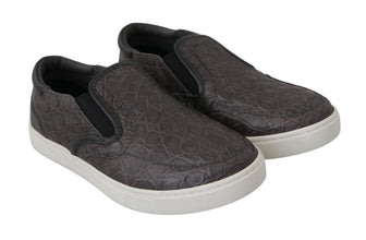 Gray Leather Flat Caiman Mens Loafers Shoes Dolce & Gabbana