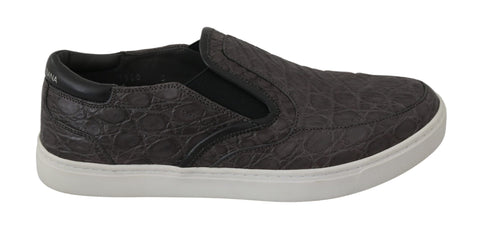 Gray Leather Flat Caiman Mens Loafers Shoes Dolce & Gabbana