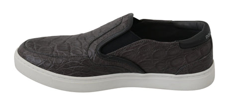 Gray Leather Flat Caiman Mens Loafers Shoes Dolce & Gabbana