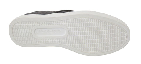 Gray Leather Flat Caiman Mens Loafers Shoes Dolce & Gabbana