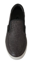 Gray Leather Flat Caiman Mens Loafers Shoes Dolce & Gabbana