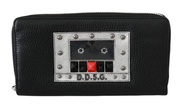 Black Mens Zipper Continental Purse 100% Leather Wallet Dolce & Gabbana