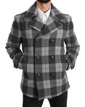Gray Check Wool Cashmere Coat Jacket Dolce & Gabbana