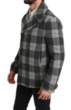 Gray Check Wool Cashmere Coat Jacket Dolce & Gabbana