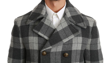 Gray Check Wool Cashmere Coat Jacket Dolce & Gabbana