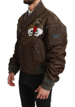 Brown Beaded Crown Skull Logo Jacket Dolce & Gabbana