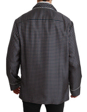 Navy Blue Patterned Double Breasted Coat Jacket Dolce & Gabbana